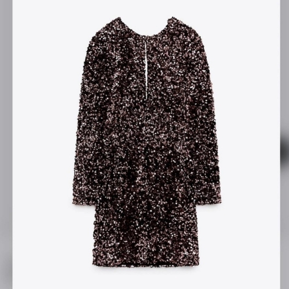 ZARA PINK SEQUIN MINI DRESS LARGE 10 12 - Picture 8 of 11